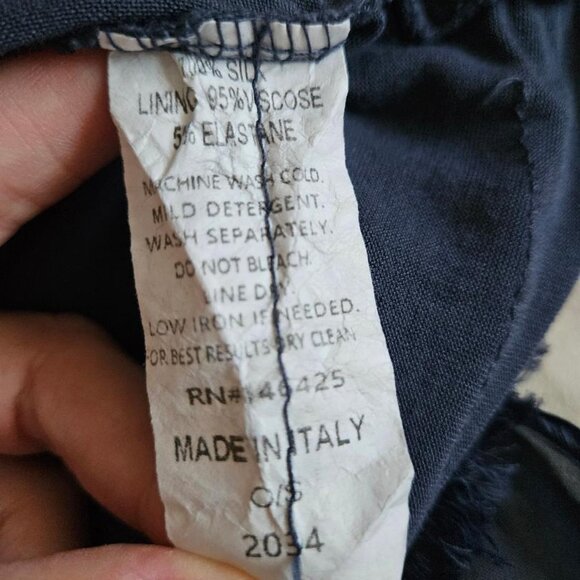 TINA STEPHENS Navy Blue Low Waist 100% Silk Midi Skirt Size S - Picture 4 of 5